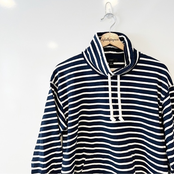 J.crew Funnelneck pullover sweatshirt in striped Mariner - Picture 11 of 11